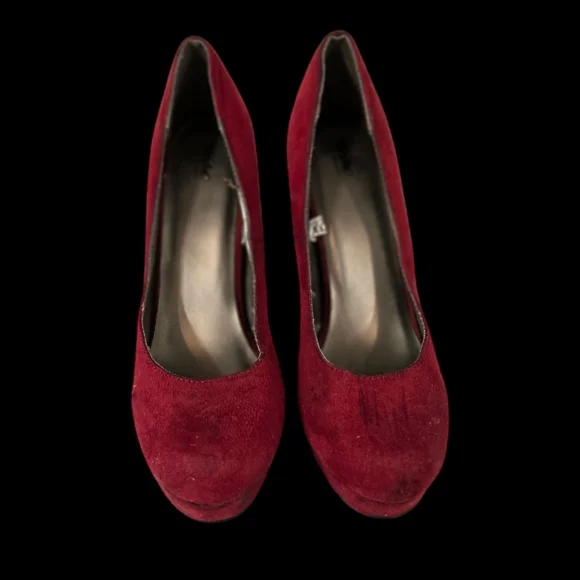 Red Leather Look Platform Stiletto Heels