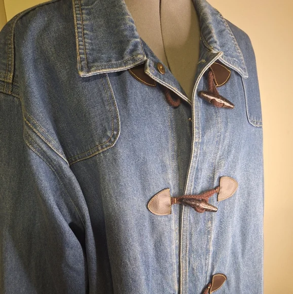 T Y Sports Denim Toggle Closure Jacket 100% Cotton Size 2X