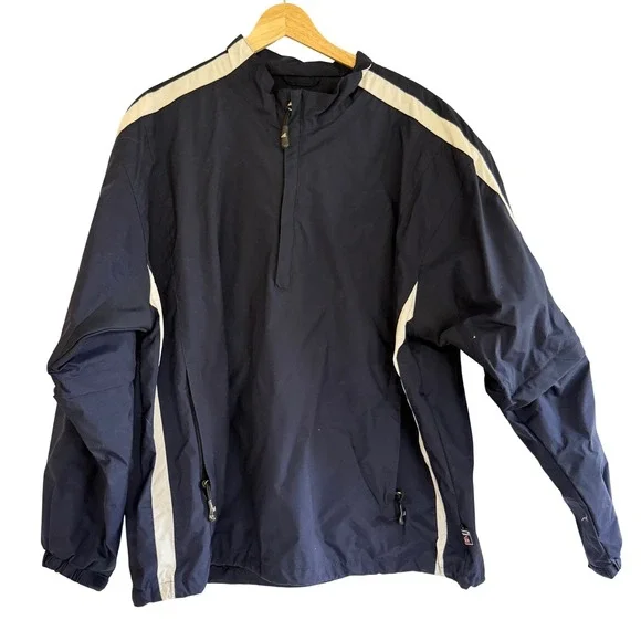 Pro Celebrity Mens Navy Blue Quarter Zip Convertible Windbreaker Jacket Size M‎