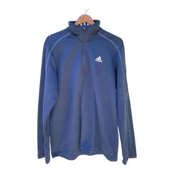 Adidas Track Jacket 1/4 Zip Blue Pullover Athletic Men's Sz M