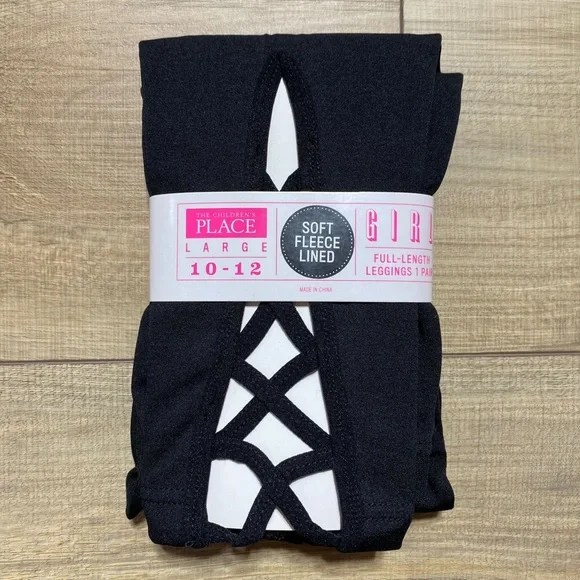 The Children's Place Girls' Lace-Up Soft Fleece Lined Leggings‎ Size Large 10/12