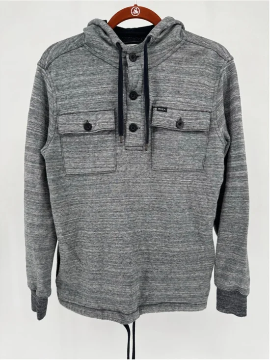 RVCA Men's Gray Black Hoodie Sweatshirt S