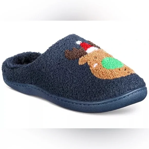 FAMILY PAJAMAS Little Kid's Reindeer Closed-Toe slippers Size M 6-7 Navy