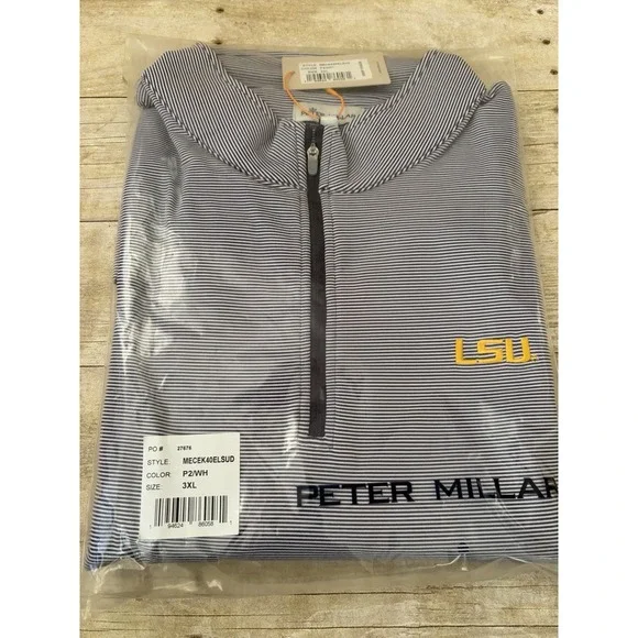 Peter Millar LSU Tigers Pullover Mens Perth‎ Performance Quarter Zip 3xl Stripe