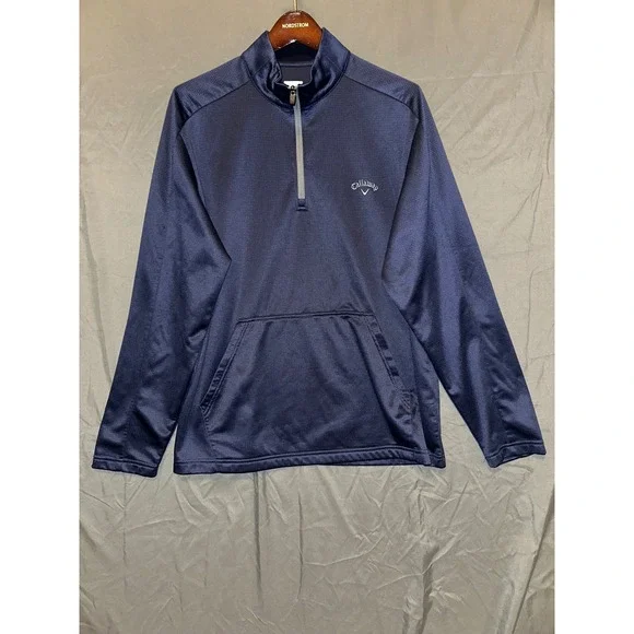 Callaway‎ Golf Mens Pullover 1/4 Zip Long Sleeve Dark Blue Opti-Dri Size Large