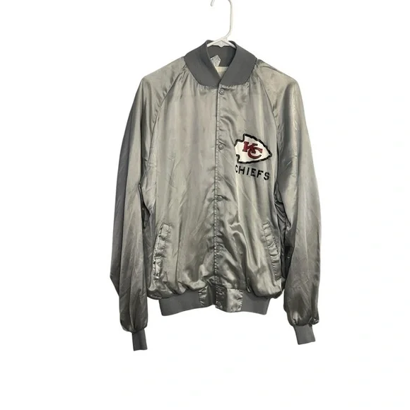 Westark Vintage USA made Kansas City Chiefs Silver Bomber Jacket XL Nylon 80’s