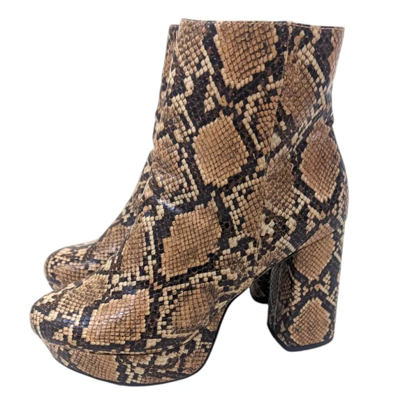 Steve Madden Grate Platform Ankle Boots Booties Womens 8.5 Python Snakeskin