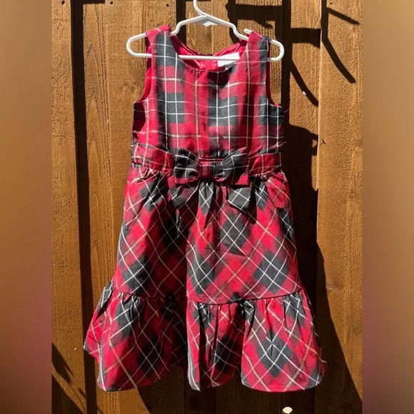The Children's Place Girls Plaid Satin Tiered Fit & Flare Party Dress Size 6 NWT
