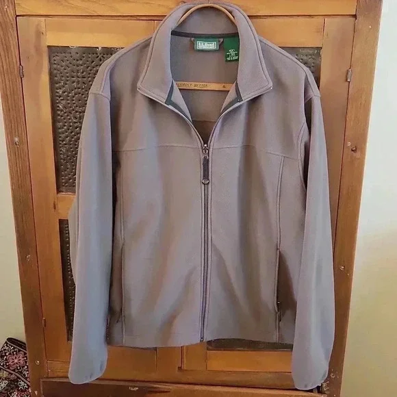 LL Bean Men’s Fleece Jacket Full Zip‎ Size L Taupe
