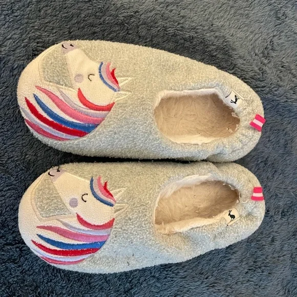 Joules girls unicorn grey slippers size L 2/3US