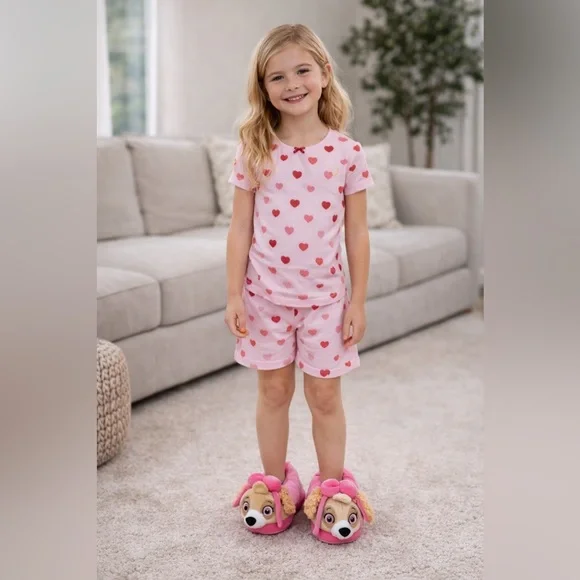 Paw Patrol Skye Girls Plush Slippers Size 7 Toddler‎ Pink Character House Shoes
