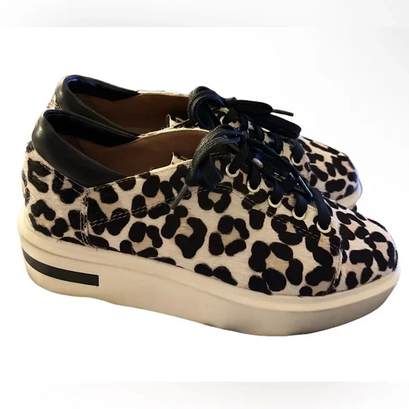 Linea Paolo Kendra Platform Sneaker Real Calf Hair Lace Up Shoes