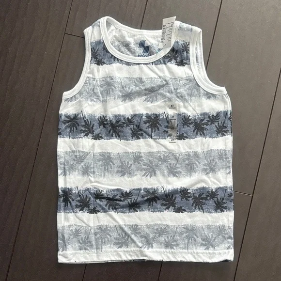 The Children's Place Blue and White Palm Tank Top