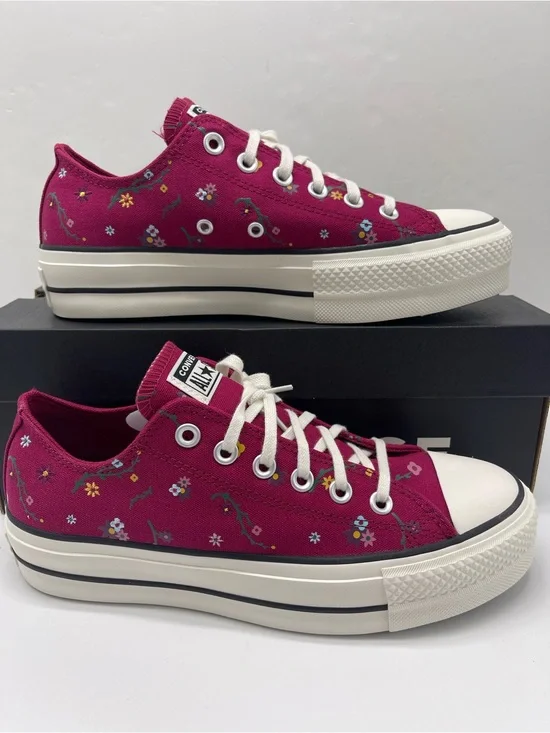 Converse A15535C CTAS LIFT OX SPORTY BERRY/VINTAGE WHITE Platform Sneakers