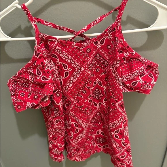 The Children's Place Red Bandana Cold Shoulder Top