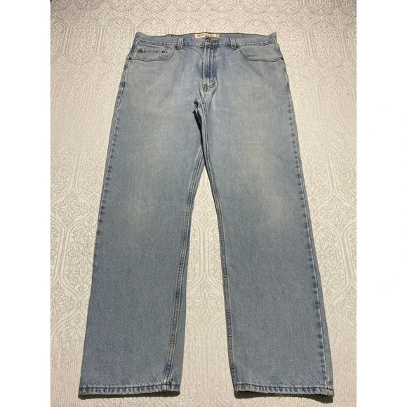 Levis 505 Regular‎ Fit Jeans Mens 38×32 Light Wash Blue Denim Pants