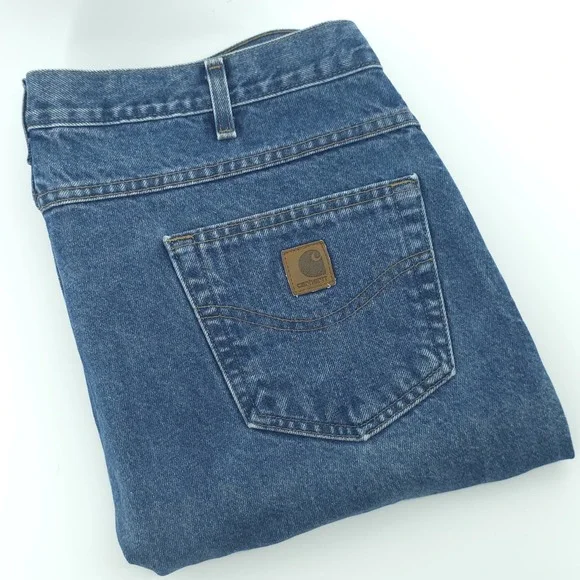 Carhartt Blue Jeans Mens 42X30 Relaxed Fit Denim Straight‎ Leg Work