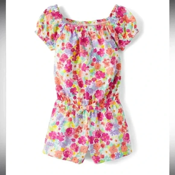 The Children’s Place girls floral romper pink glow size 12-18 months