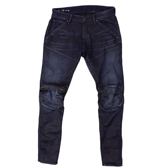 G-Star Raw 5620 3D Zip Knee Skinny Jeans Mens 31x32 Dark Indigo Moto Biker