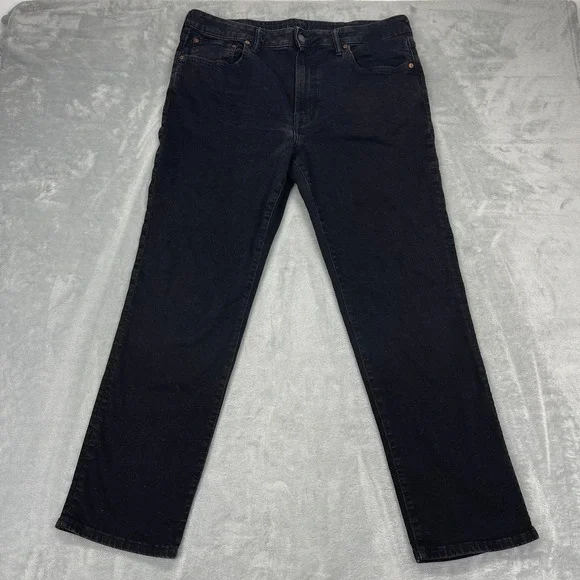 American Eagle Jeans Mens 38x32 Black Denim Faded Airflex Original Straight Leg