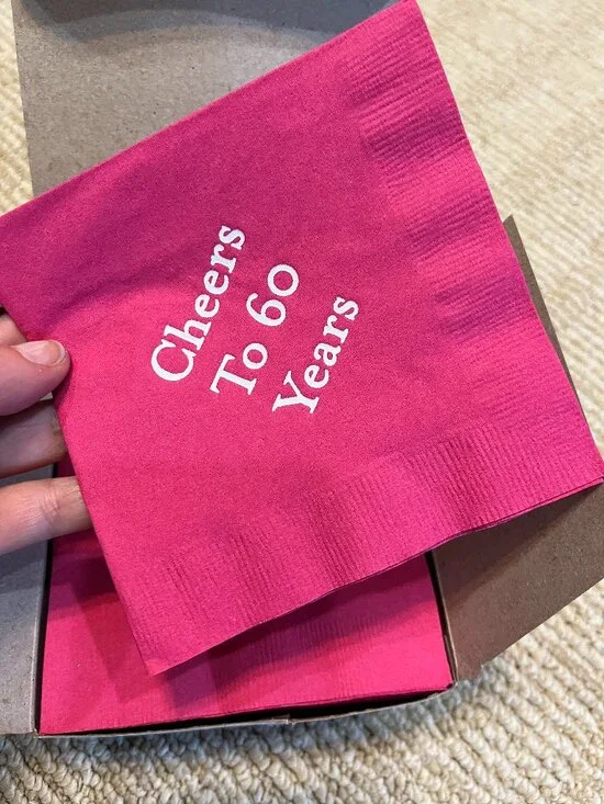 Cheers‎ to 60 Years Cocktail Napkins by Mark and Graham (hot pink / 50)