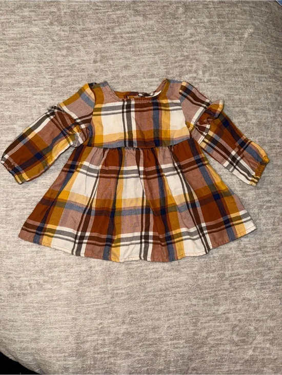 The Children's Place Brown Mustard Blue Plaid Shirt