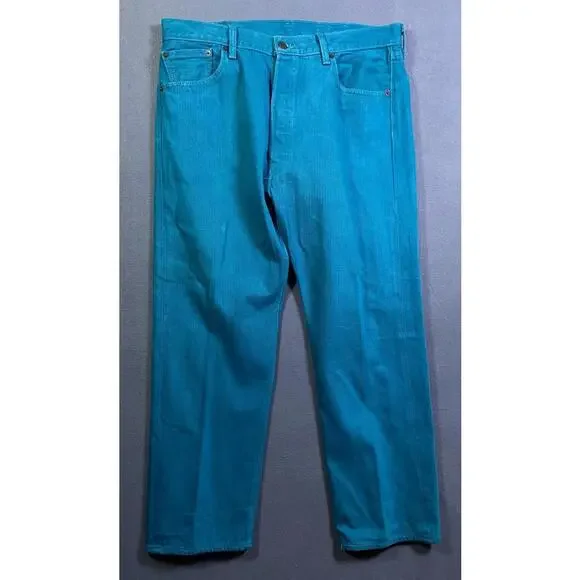 Levis 501 XX Jeans Men 38x30 36x30 Turquoise Original Fit Straight Button Fly