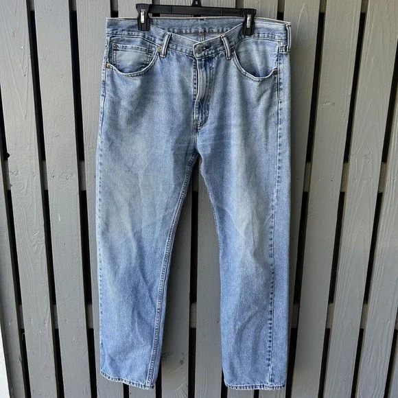 Levi's 505 Jeans Men's 36Wx31L Light Blue Wash Regular Fit Straight Leg‎ Denim