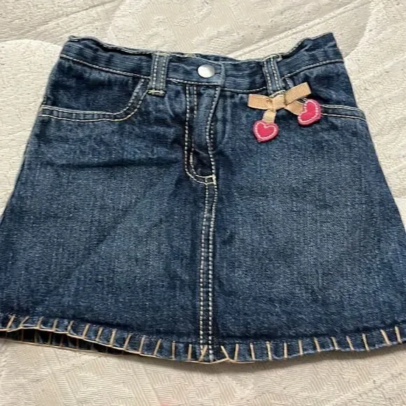 Gymboree Jean Skirt - Hearts - 4