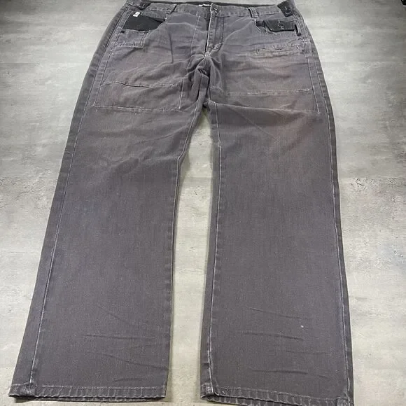 Ecko Unltd Jeans Men 38x32 Gray Black Baggy Faded Skate Embroidered Punk Y2K Alt