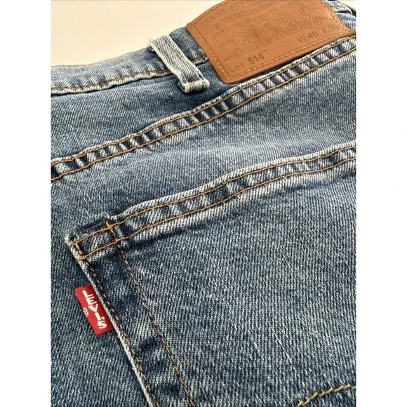 Vintage Levi's 514 Big E Premium Jeans Men's 40x30 Light Wash Straight Leg