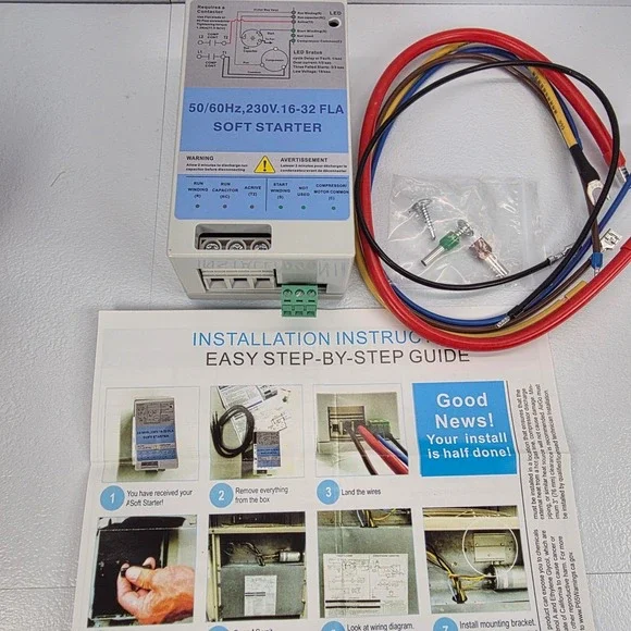 JDMSPEED 50/60Hz 230V 16-32 FLA Soft Starter for AC Compressors Generators RV