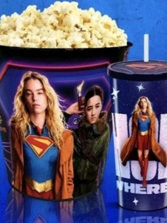 Superhero-Themed Popcorn Tub & Cup Set - Blue & Black