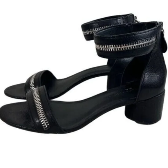 Rebecca Minkoff Ortenne Black Leather Sandals Sz 8.5