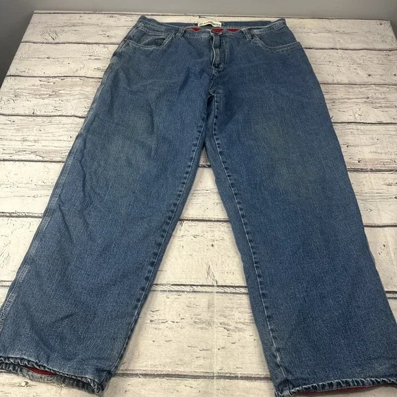 Faded Glory Fleece Lined Insulated Blue Carpenter Jeans Size 38 X 32 Y2K
