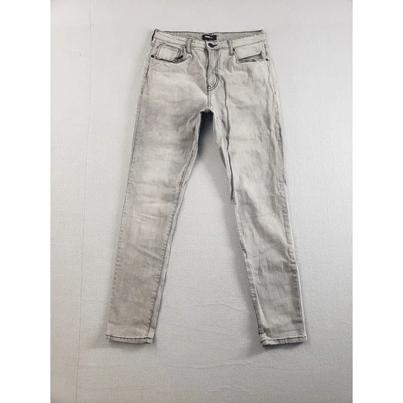 Nova Men Jean 32 Gray Denim Slim Fit Acid Wash Mid Rise Stretch 5 Pocket Design