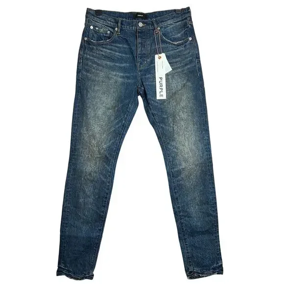 PURPLE Brand Skinny Mud Dark Indigo Jeans Mens 32x33 Button Fly P001 NWT