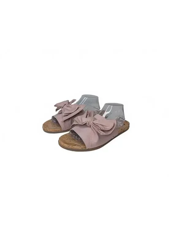 Sam Edelman Circus Nicola Flat Sandals w/ Large Fabric Bow Heirloom Rose Size 11