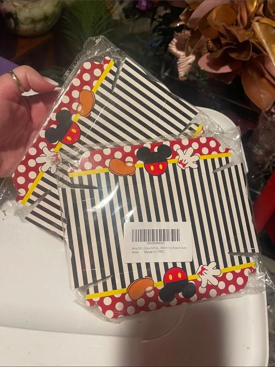 Mickey Mouse Themed Striped Party Treat popcorn fry trays Red, Black, White 72