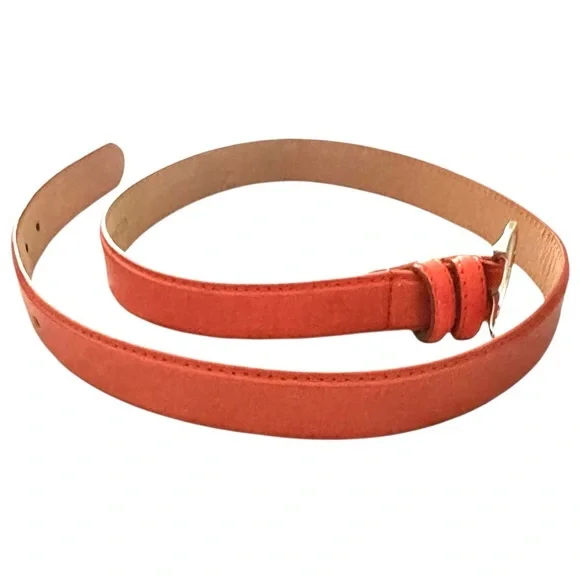 Genuine Leather Orange Belt Sz M EUC
