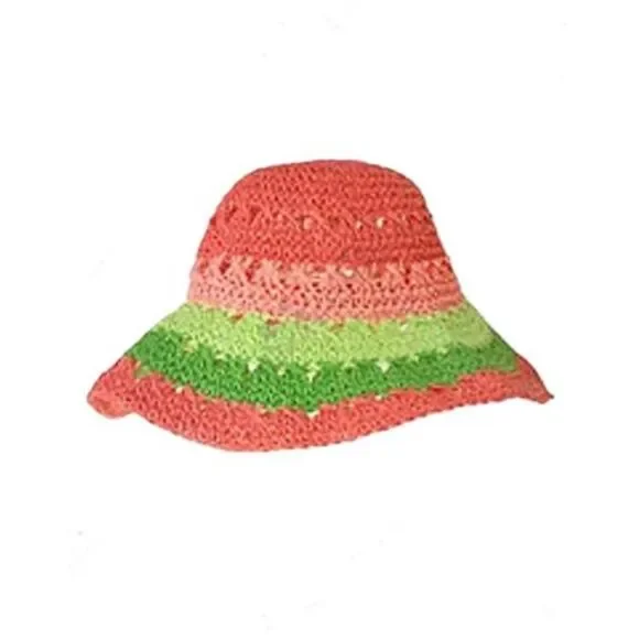 NEW Gymboree girls 12-24 M Coral Reef pink green straw bucket hat sun watermelon