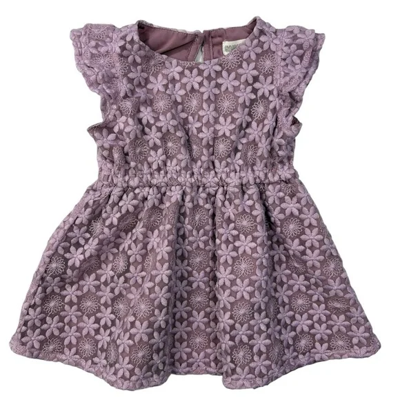 Gymboree Floral Lace Ruffle Cap Sleeve Baby Dress in Purple