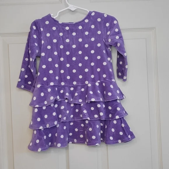 Gymboree Purple Velour Velvety Polka Dot Dress‎ Fall Ruffle