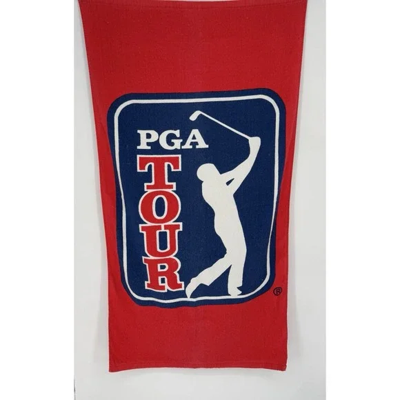 PGA Tour Golf Logo Bath Towel Red Blue White 100% Cotton‎ Made in China