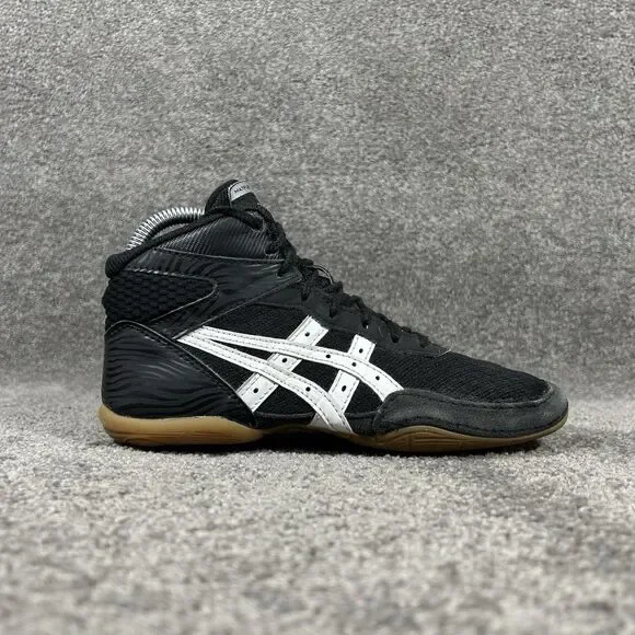 ASICS Matflex 7 1084A011 Youth Size 4 Black White Wrestling Athletic Shoes Used