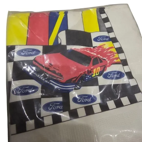Vintage 1990s Ford Thunderbird NASCAR Racing Beverage Napkins