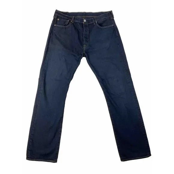Levi's 501 Button Fly‎ Denim Jeans Mens Blue Dark Wash 36x34 (35x33 Measured)