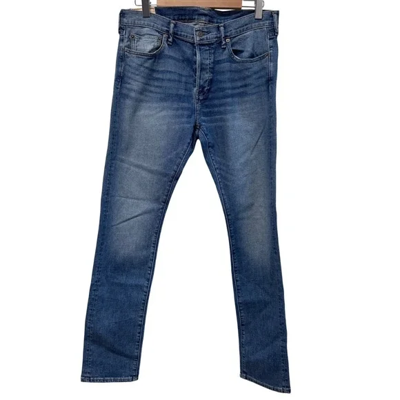Abercrombie Fitch‎ Mens Jeans Button Fly Medium Wash Slim Fit Size 33x32