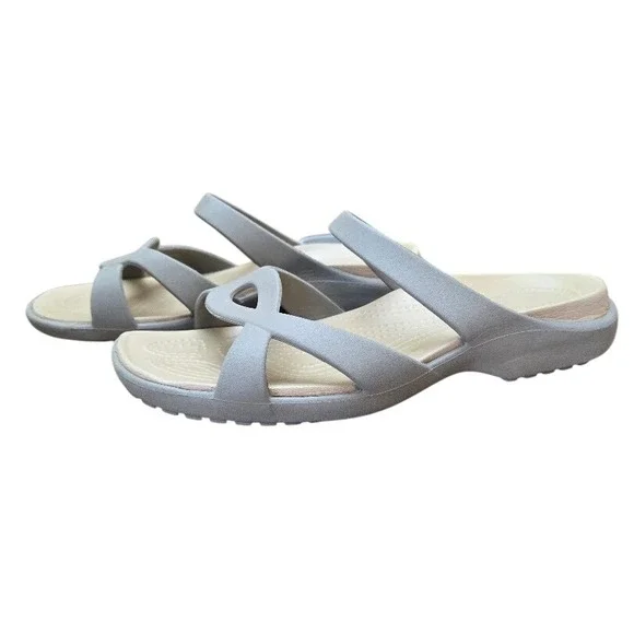 Crocs Meleeen‎ Twist Women Slip On Slides Sandals Tan Size 10