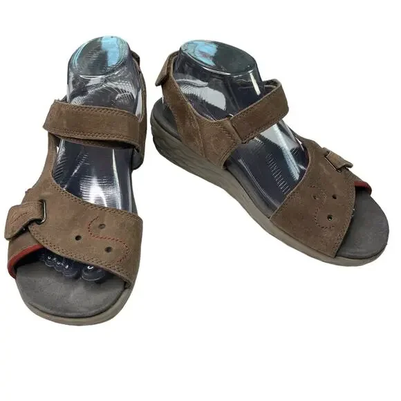 Cobb Hill New Balance Sandals Brown Suede 9 Adjustable Platform